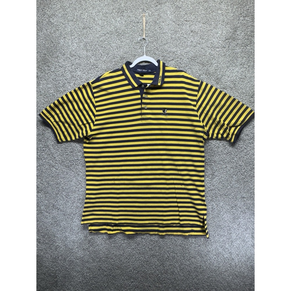 VTG Polo Golf Ralph Lauren USA Men's XXL‎ Rugby Shirt Yellow Striped Cuscowilla
